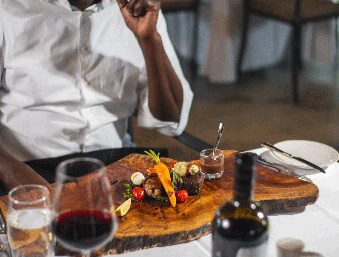 Gourmet course served at Ceiba Restaurant